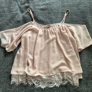 Forever 21 Pink Lace Trim Women's Top Size XS